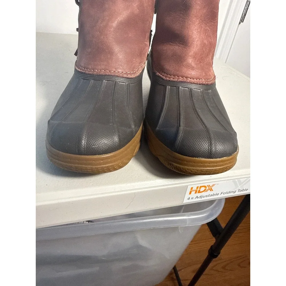 Sperry Top-Sider Saltwater Wedge Duck Boots Burgundy Leather STS80770 Womens 8.5